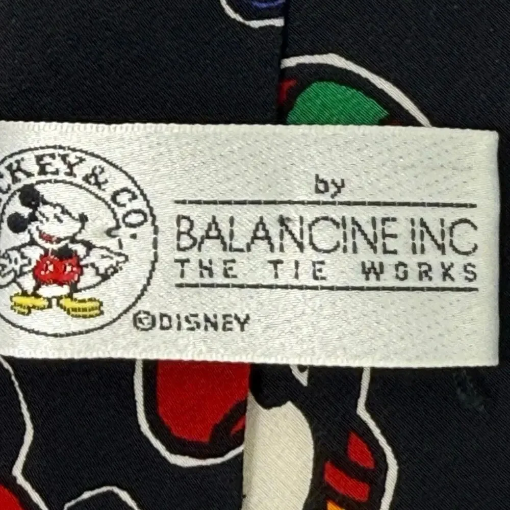 Vintage 90s Disney Mickey Mouse Sports Silk Tie Balancine Korea 58.5